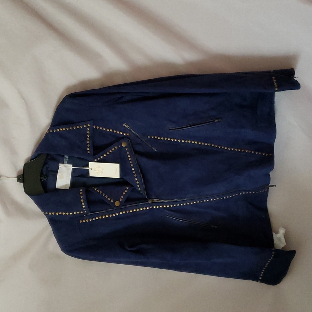 NEW Ray Brook Clyde Studded Blue Suede Jacket